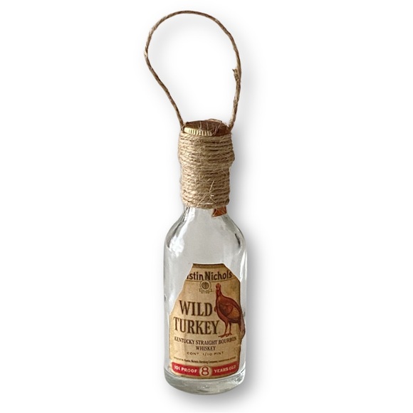 Wild Turkey 8 Year Old Bourbon Whiskey Artisan Vintage Glass Bottle Ornament - Picture 2 of 6